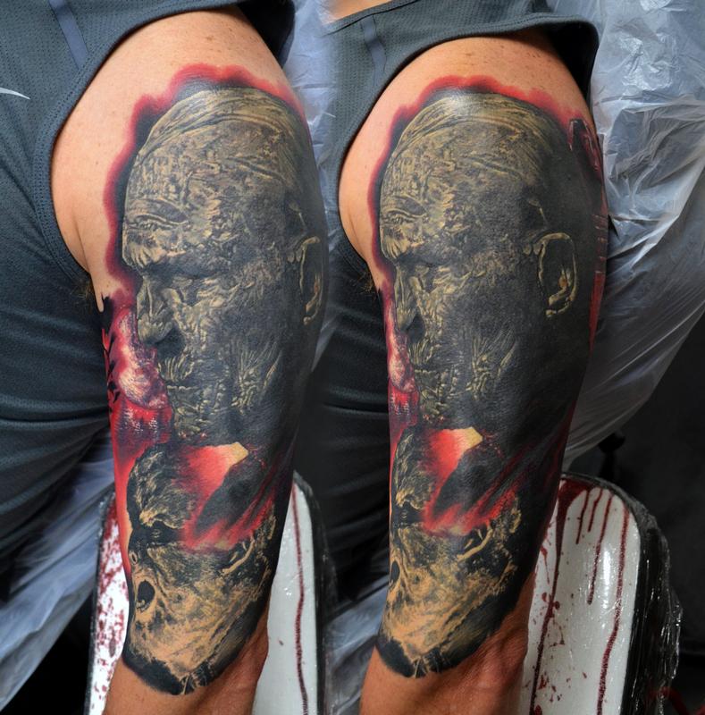 Healed Wolfman and Mummy Half Sleeve Tattoo by Alan Aldred: TattooNOW : Healed Wolfman and Mummy Half Sleeve Tattoo by Alan Aldred: TattooNOW :
