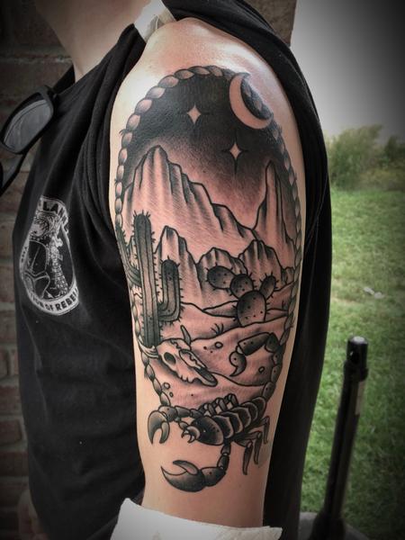 Tattoos - Traditional desert mountain secene - 134488