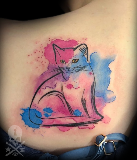 Tattoos - Water color Cat - 133416