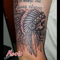 Tattoos - Skull Wearing Headdress - 134786