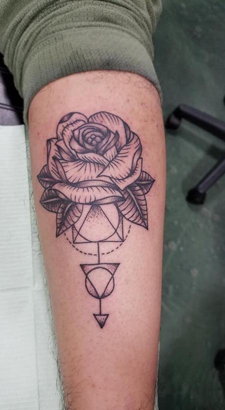 Tattoos - Rose and Geometric pattern - 136059