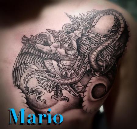 Tattoos - Gargoyle and Dragon - 136061