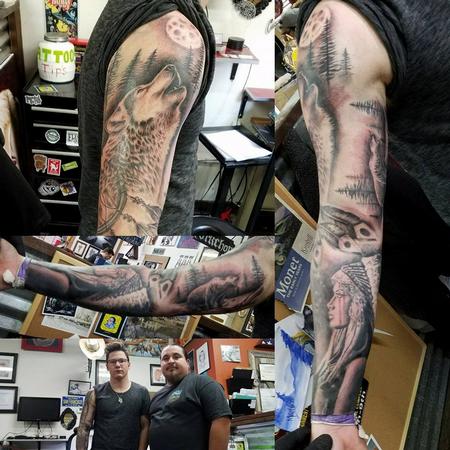 Tattoos - Native american wolf sleeve - 132515
