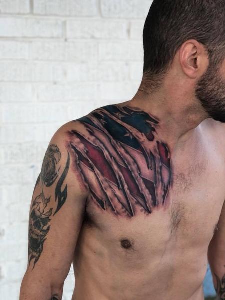 Tattoos - Tear away American flag - 135037