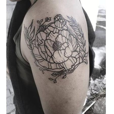 Tattoos - Peony with greenery - 135044
