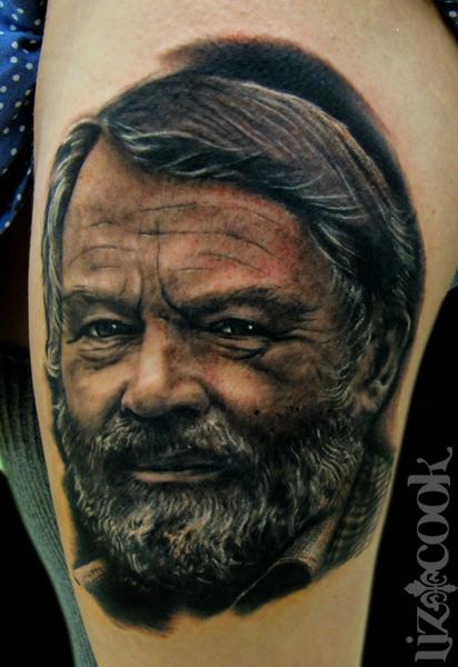 Tattoos - John Fowles-Black and Gray Portrait - 62562