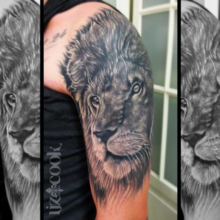 Tattoos - Black and Gray Lion - Fully Healed - 84307