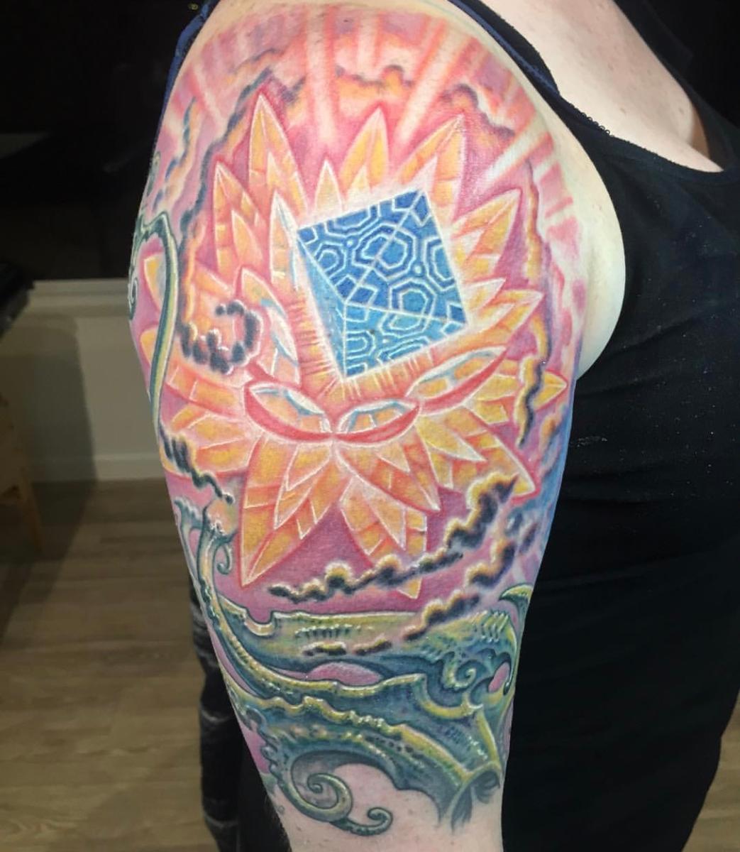 psychedelic floral tattoo