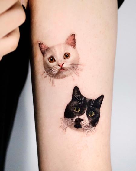 Realistic Cat Portraits Tattoo by Hyeonhwa Kim Dokhwa