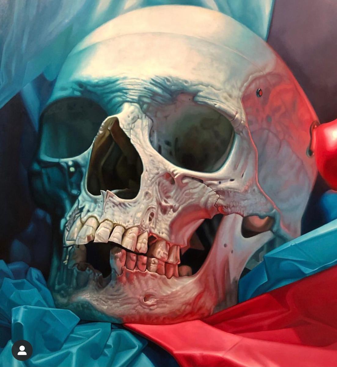 skull oil painting
