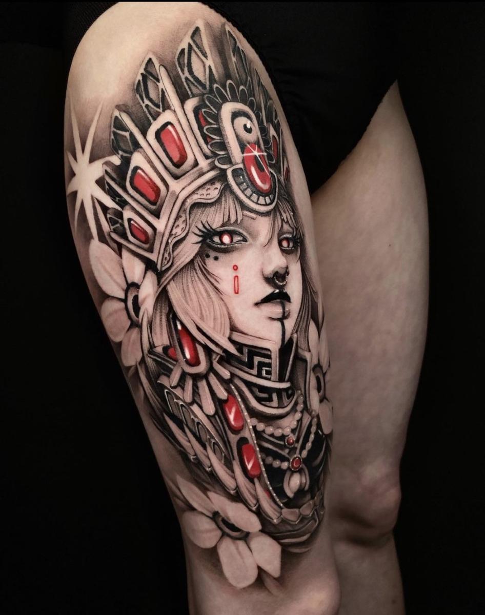 Priestess Fine Line Tattoo by Romo