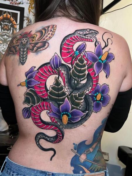 Tattoos - Snake and flowers - 145074