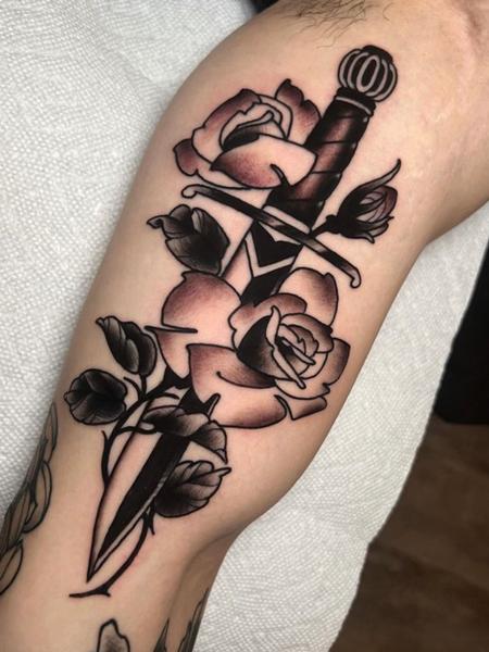 Tattoos - Dagger and roses - 145085