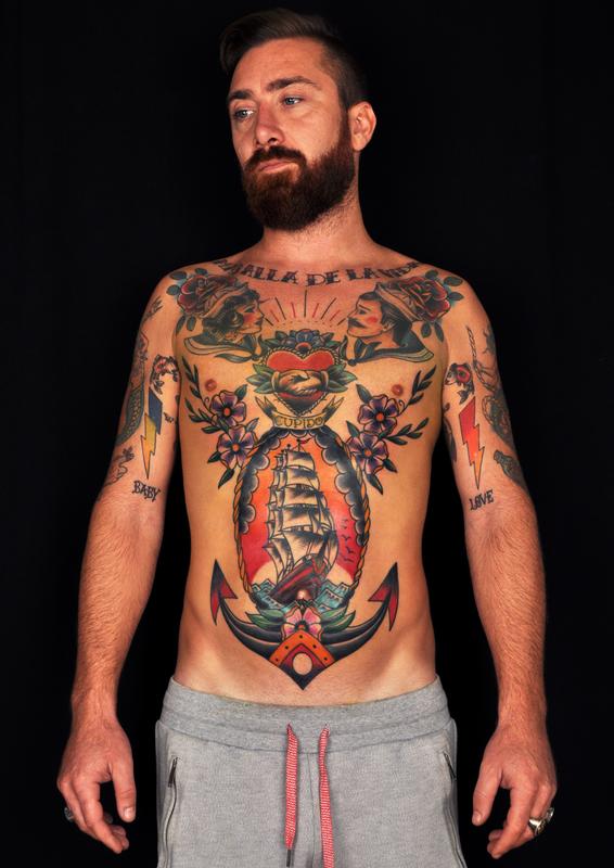 Traditional chest eagle from  Fine Line Tattoo Collective  Facebook