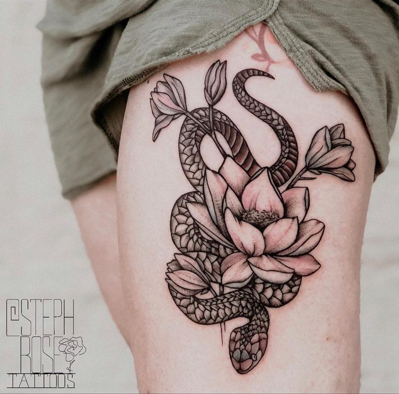 36 Best Snake And Flower Tattoo Designs  Meanings  PetPress  Snake  tattoo design Rose tattoos Flower tattoo