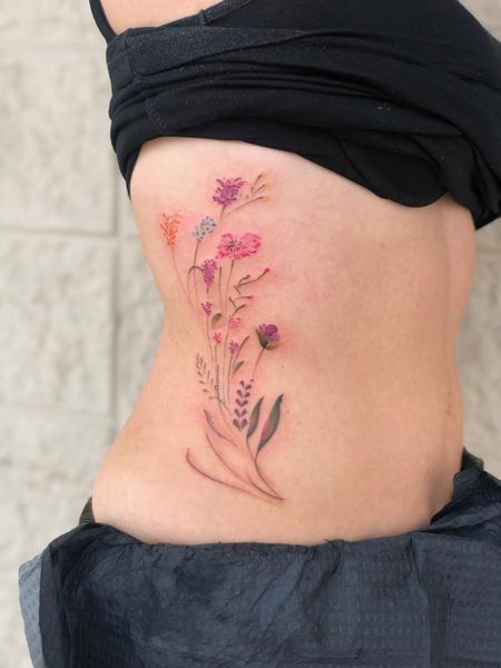 Tattoos - Delicate Fine-Line Floral Tattoo - 141444