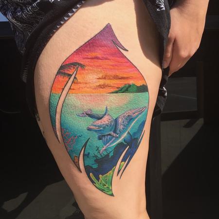 Tattoos - Underwater Dolphin Tattoo - 141247