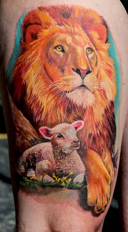 Lion Guarding Lamb Tattoo Stock Photo  Alamy