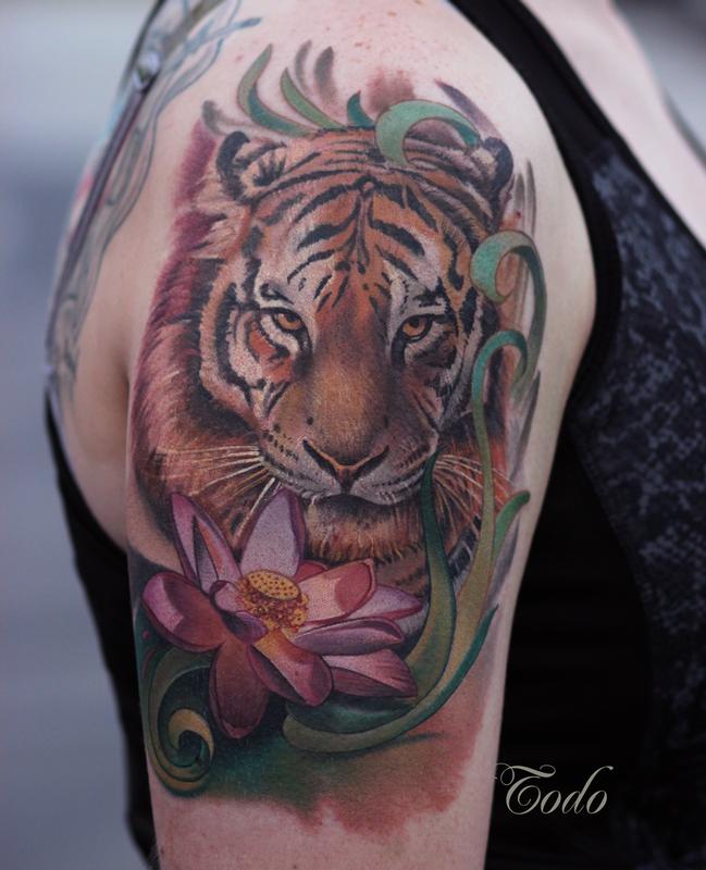 Tiger and Lotus by Todo: TattooNOW