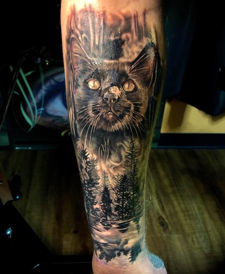 Black Cat Memorial Tattoo