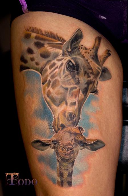 Tattoos - Mom and Baby Giraffe - 110171