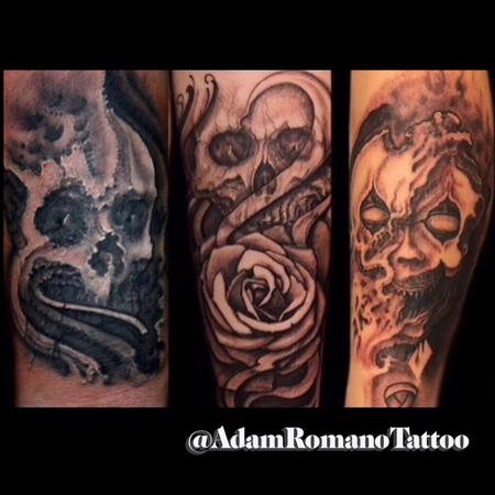 Tattoos - Collection of freehand black and grey Macabre tattoos  - 130137