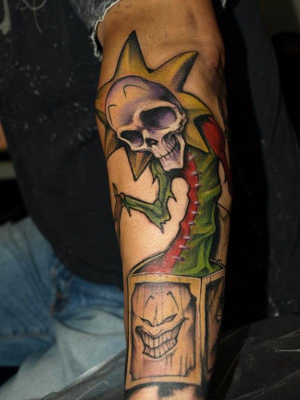 evil jack in the box by Kelly Gormley: TattooNOW