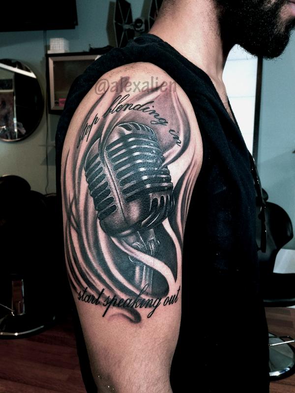 vintage microphone by Alex Alien TattooNOW