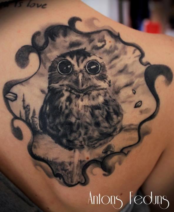 Owl tattoo by Antons Feduns: TattooNOW Owl tattoo by Antons Feduns: TattooNOW