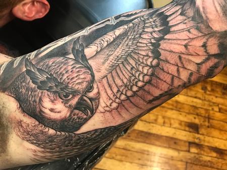 Tattoos - Black and grey owl  - 128988