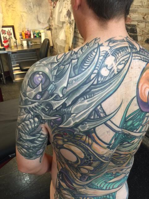 joerileybiomechtattoo3dskinripbiomechbiomechanicalcolor