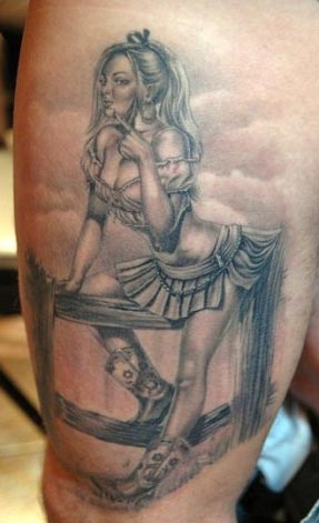 Pinup girl tattoo by Andy Engel: TattooNOW Pinup girl tattoo by Andy Engel: TattooNOW