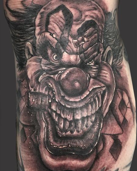 Tattoos - Black and Grey Clown - 114356