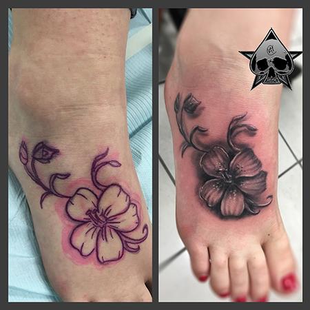 Tattoos - Black and Grey Tiger lily - 114889