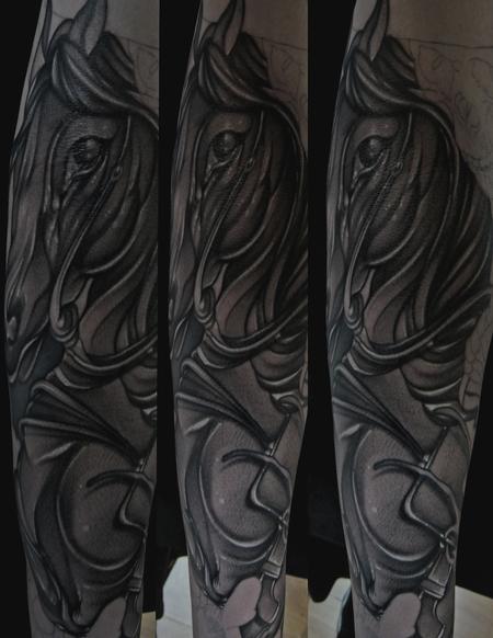 Tattoos - Black and gray Horse Tattoo - 62449