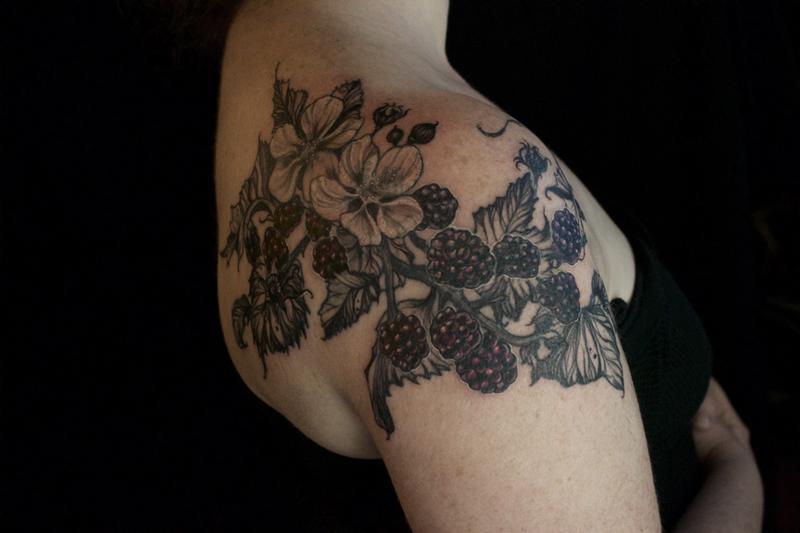 Black and grey blackberries tattoo  Tattoogridnet