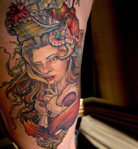 Tattoos - mermaid nautical tattoo - 131964