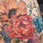 Tattoos - poppy peony floral leg tattoo - 132068