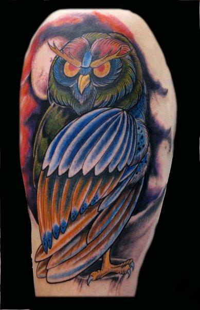 Tattoos - Color Owl Tattoo - 65649
