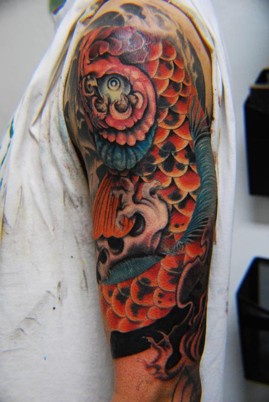 custom koi fish half sleeve cover up by Frank Mcmanus: TattooNOW