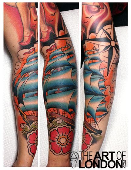 Traditional Clipper Ship by London Reese: TattooNOW