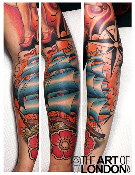 Traditional Clipper Ship by London Reese: TattooNOW Traditional Clipper Ship by London Reese: TattooNOW