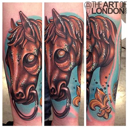 Tattoos - New Orleans Bronze Equestrian Pole Horse Tattoo - 74234