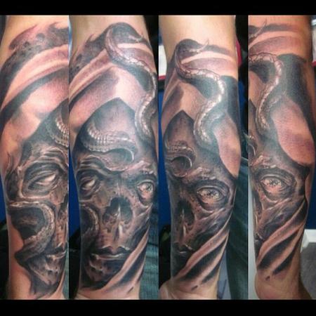 Tattoos - Mr grim black and grey skull - 106259