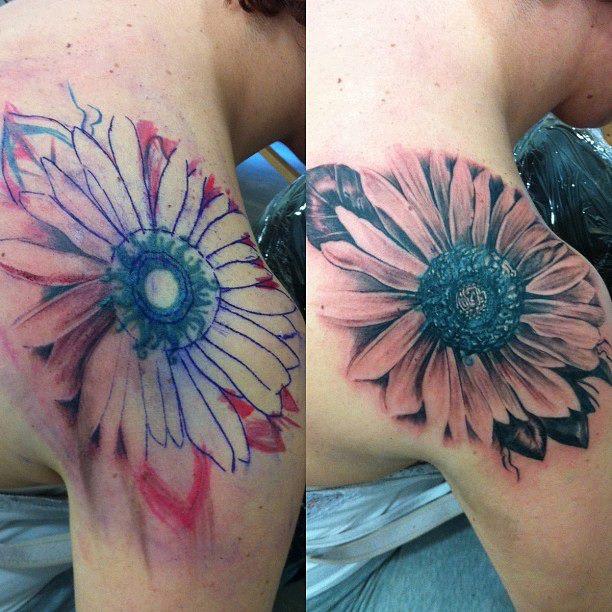 Sunflower Cover Up Tattoo Sunflower Coverup Tattoo by Stefano Cacciaconti: TattooNOW