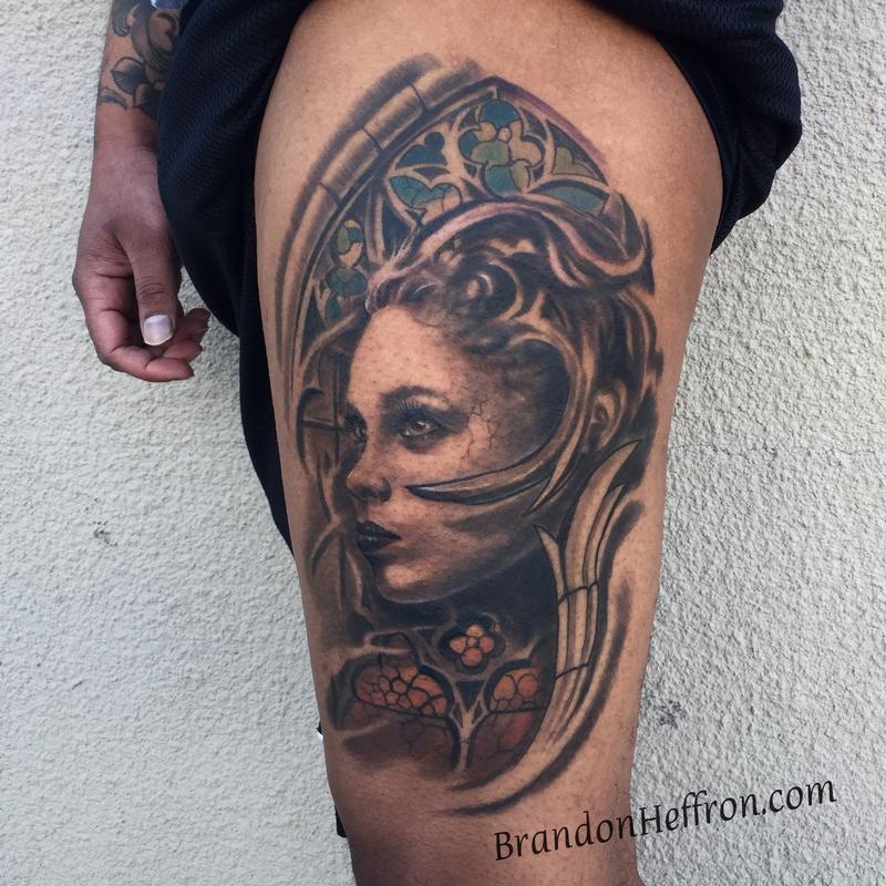 Lady With Stained Glass By Brandon Heffron Tattoonow