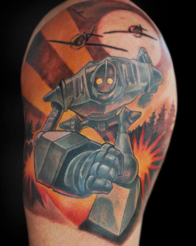Iron Giant Black and Grey Tattoo by Steve Malley TattooNOW