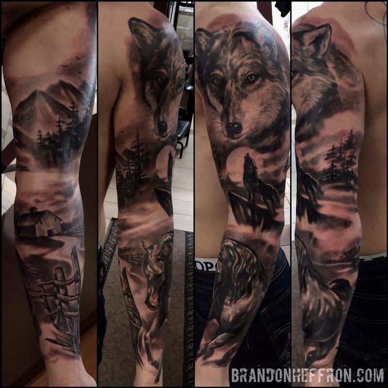 Wolf Sleeve by Brandon Heffron: TattooNOW Wolf Sleeve by Brandon Heffron: TattooNOW