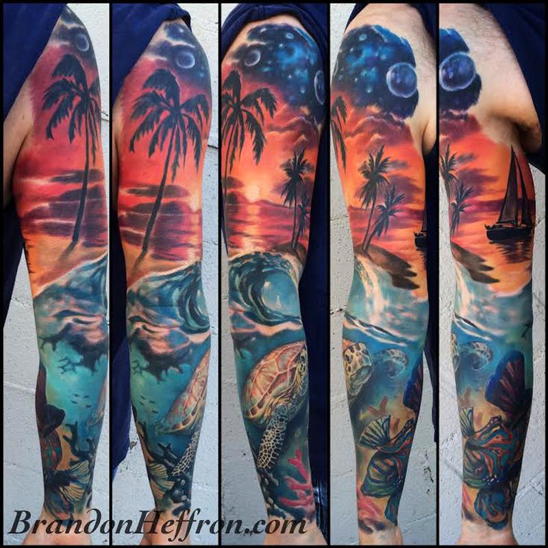 Beach Sunset Temporary Tattoo  Set of 3  Tatteco