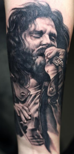 Calf Jim Morrison Tattoo by Mia Tattoo